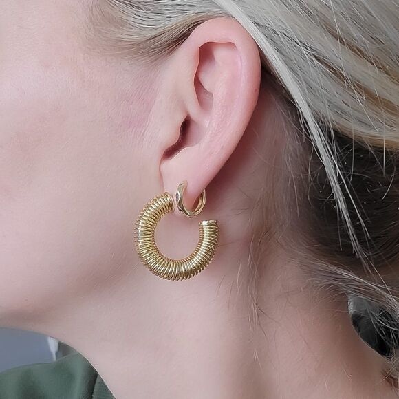 Gold Filled Half Hoop Earrings Gold C Hoops - Picture 8 of 8